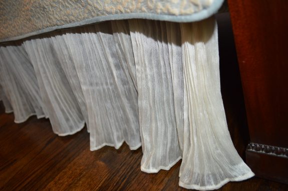 This pleated sheer fabric was used for an unlined bed skirt.