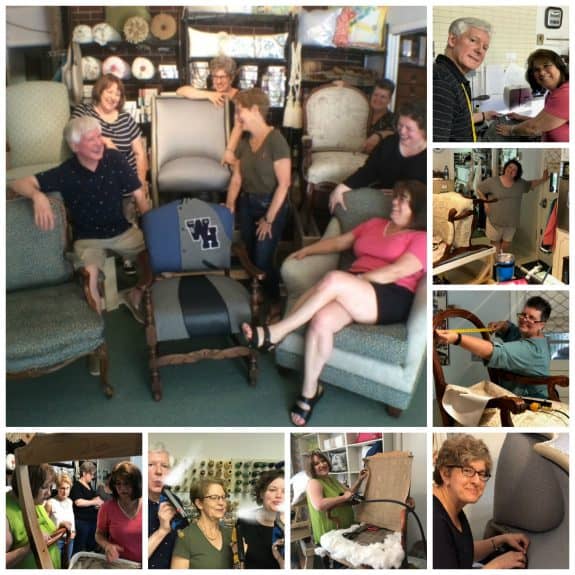 The upholstery workshop collage